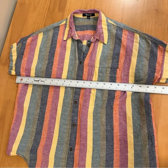 Madewell linen/cotton tie-front striped shirt - shirt sleeves- button up - Picture 7 of 7